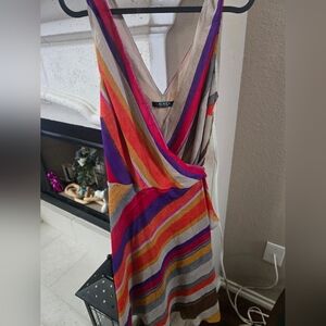 Lauren Ralph Lauren 4350 Womens Chiffon Striped Sleeveless Wrap Dress BHFO 12